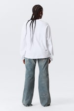 White - Long-Sleeved Boxy Cotton T-shirt - 2