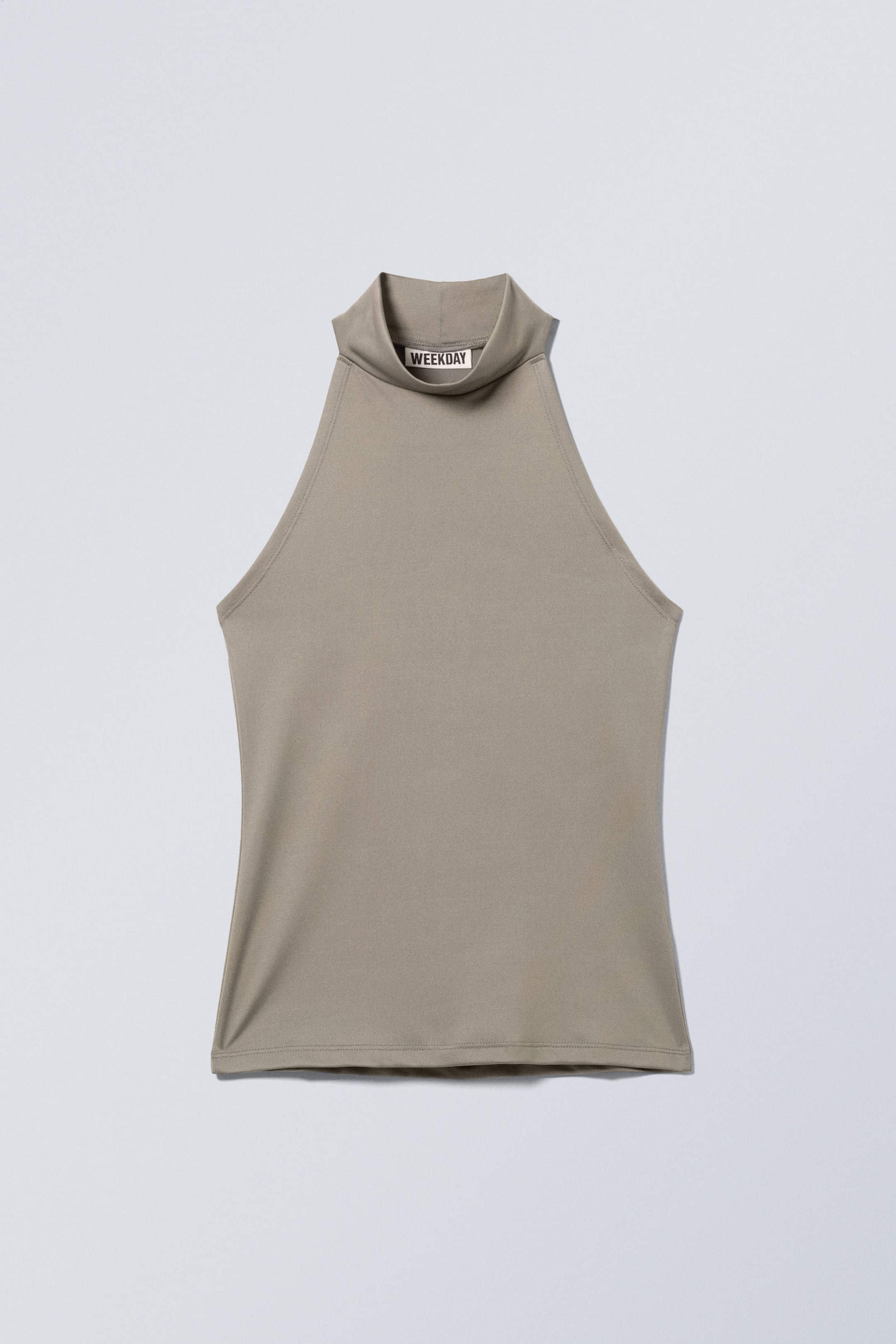 Helles Maulwurfsgrau - Ärmelloses Turtleneck-Top mit schmaler Passform - 1
