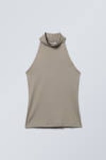 Light Dusty Mole - Slim Sleeveless Turtleneck Top - 0