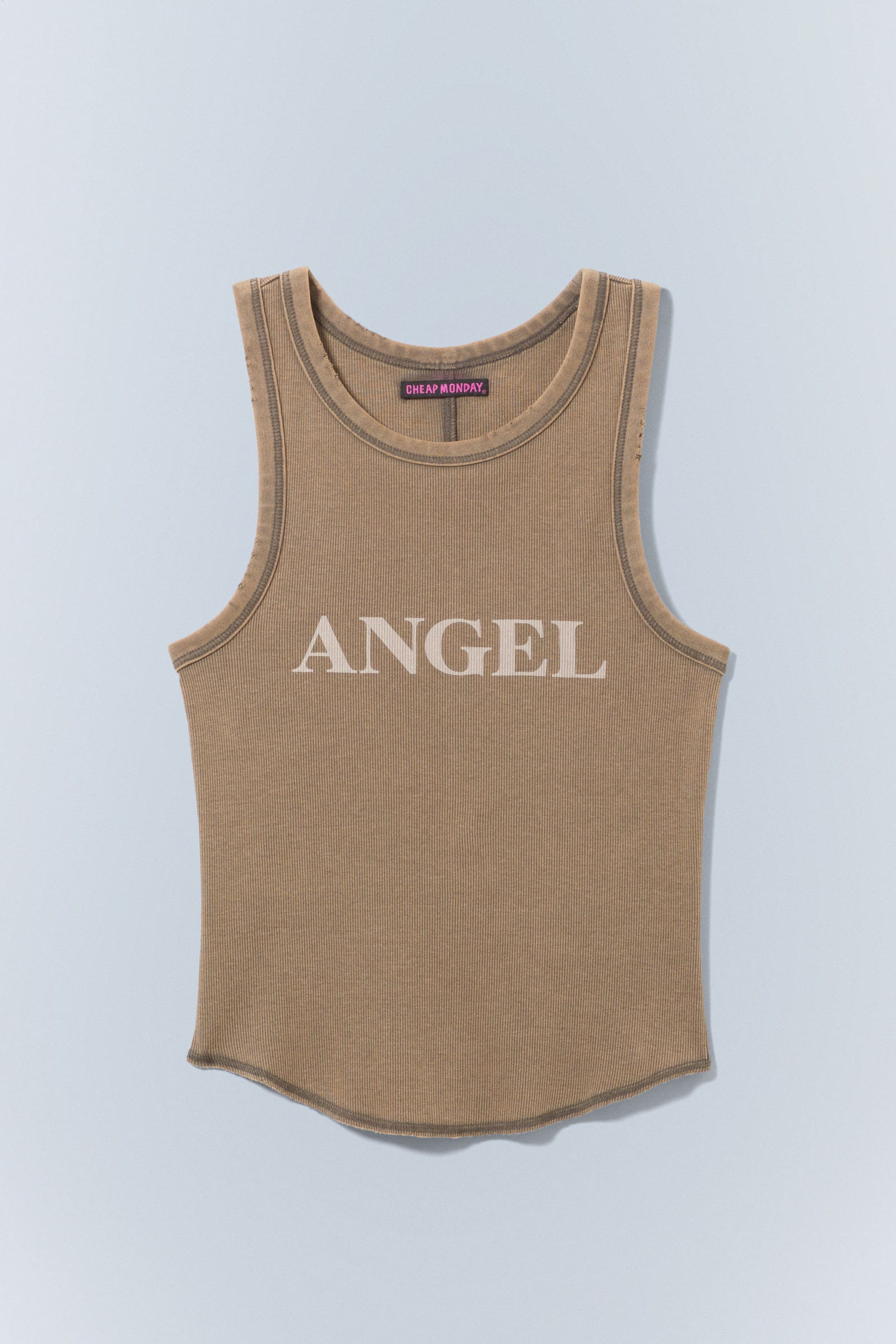 Light Dusty Brown - Tight Printed Mini Tank Top - 0