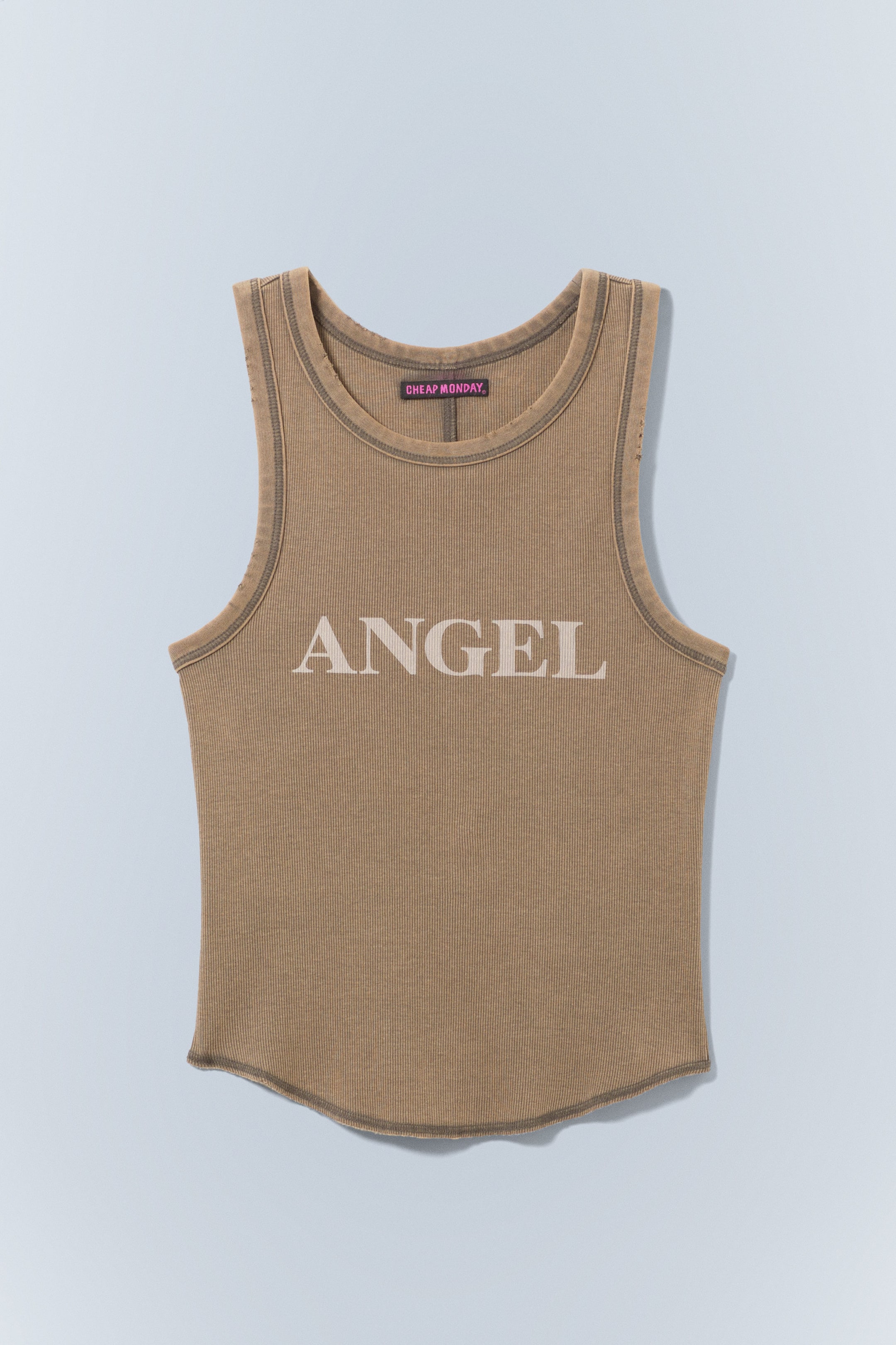 Light Dusty Brown - Tight Printed Mini Tank Top - 0