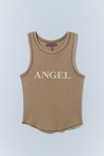 Light Dusty Brown - Tight Printed Mini Tank Top - 0