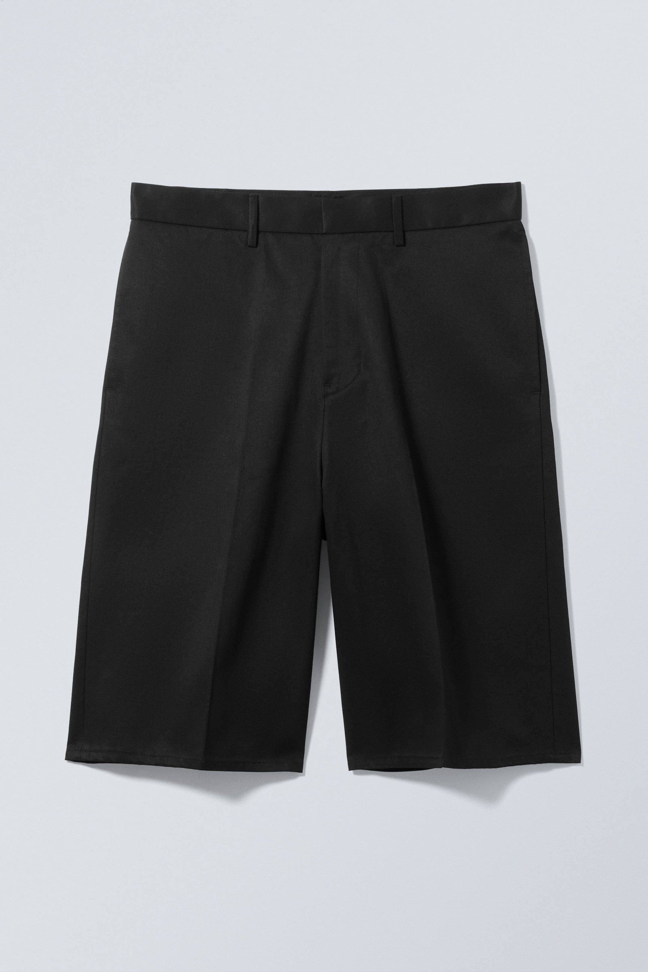 Black - Loose Fit Tailored Suiting Shorts - 3