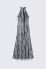 Grey - Maxi Jacquard Halterneck Dress - 4