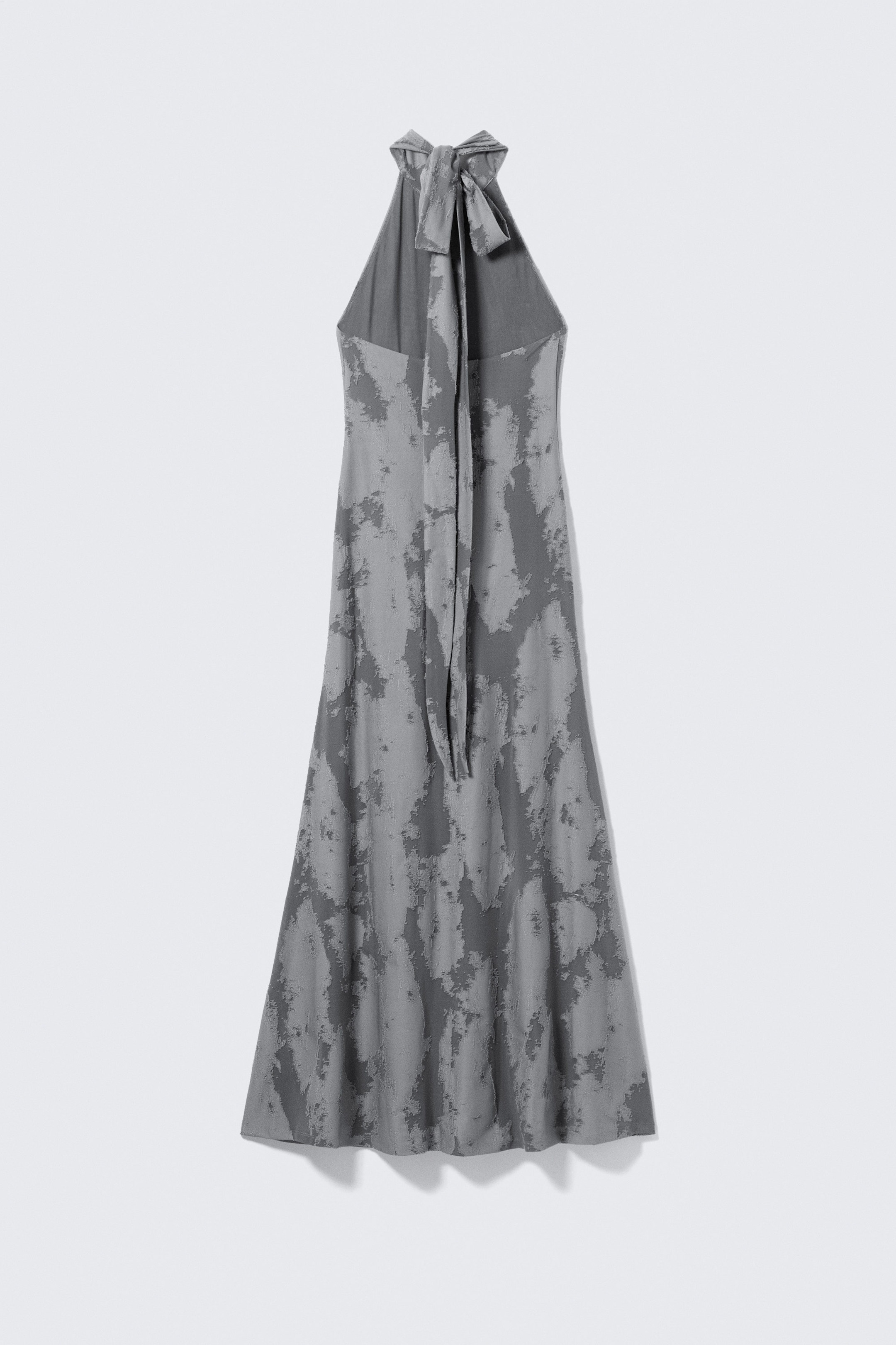 Grau - Maxikleid mit Jacquardmuster und Neckholder - 2