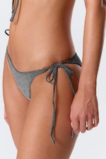 Dark Grey - Glitter - Strappy Tie Bikini Bottoms - 0