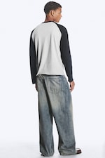 Grau meliert/Schwarz - RAGLAN-LONGSLEEVE - 2