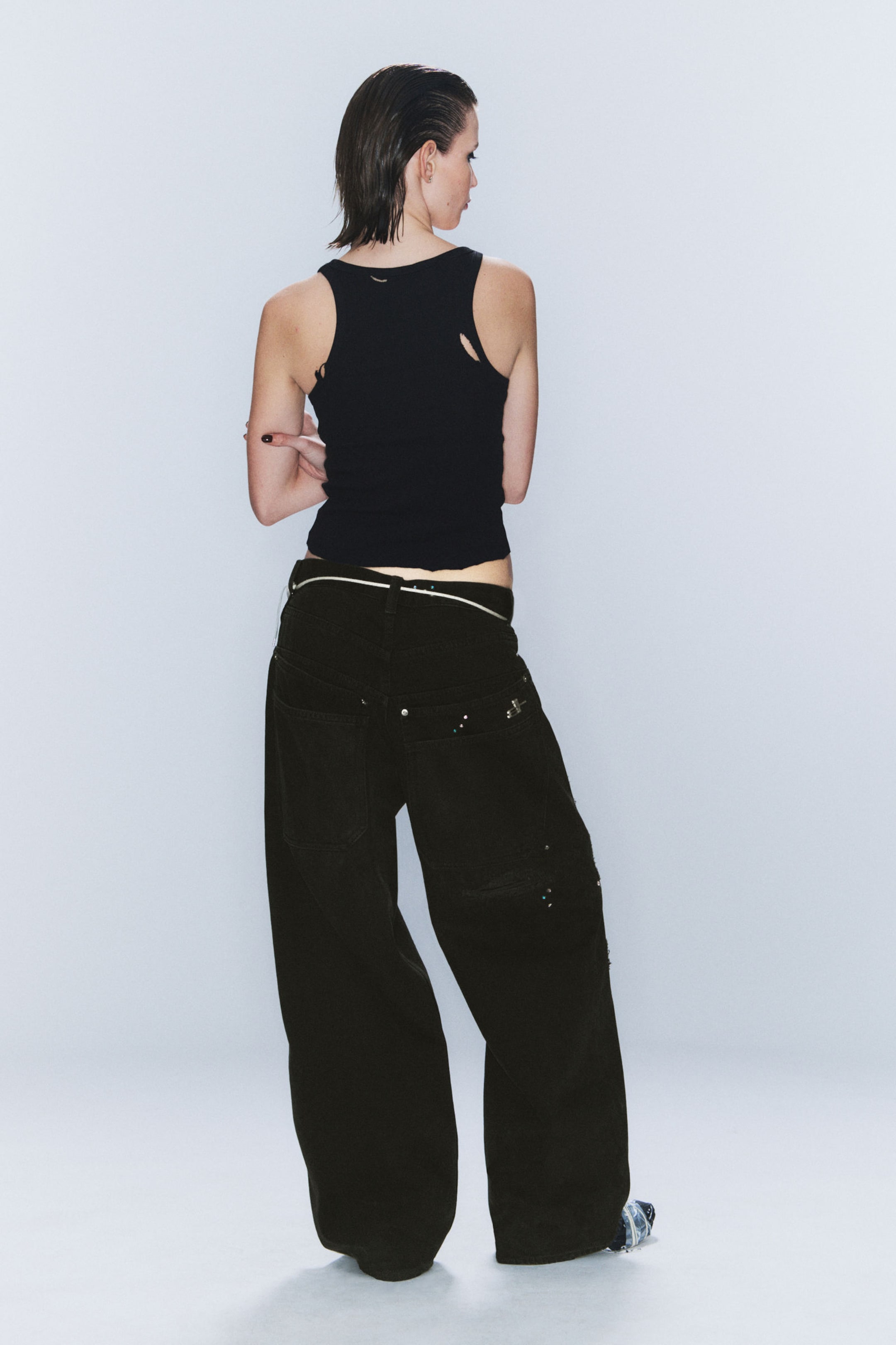 Verblasstes Schwarz - CM x LB Looser Black Crystallised Unisex Jeans - 2