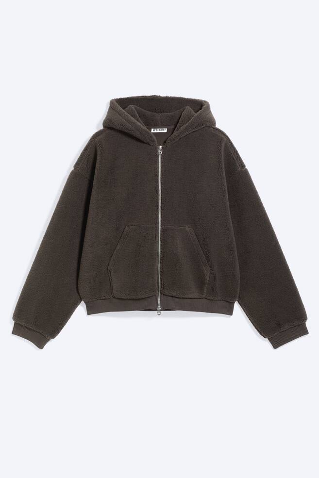 Fleece-Hoodie mit Zwei-Wege-Reißverschluss - Dunkelbraun/Dunkelgrau - 1