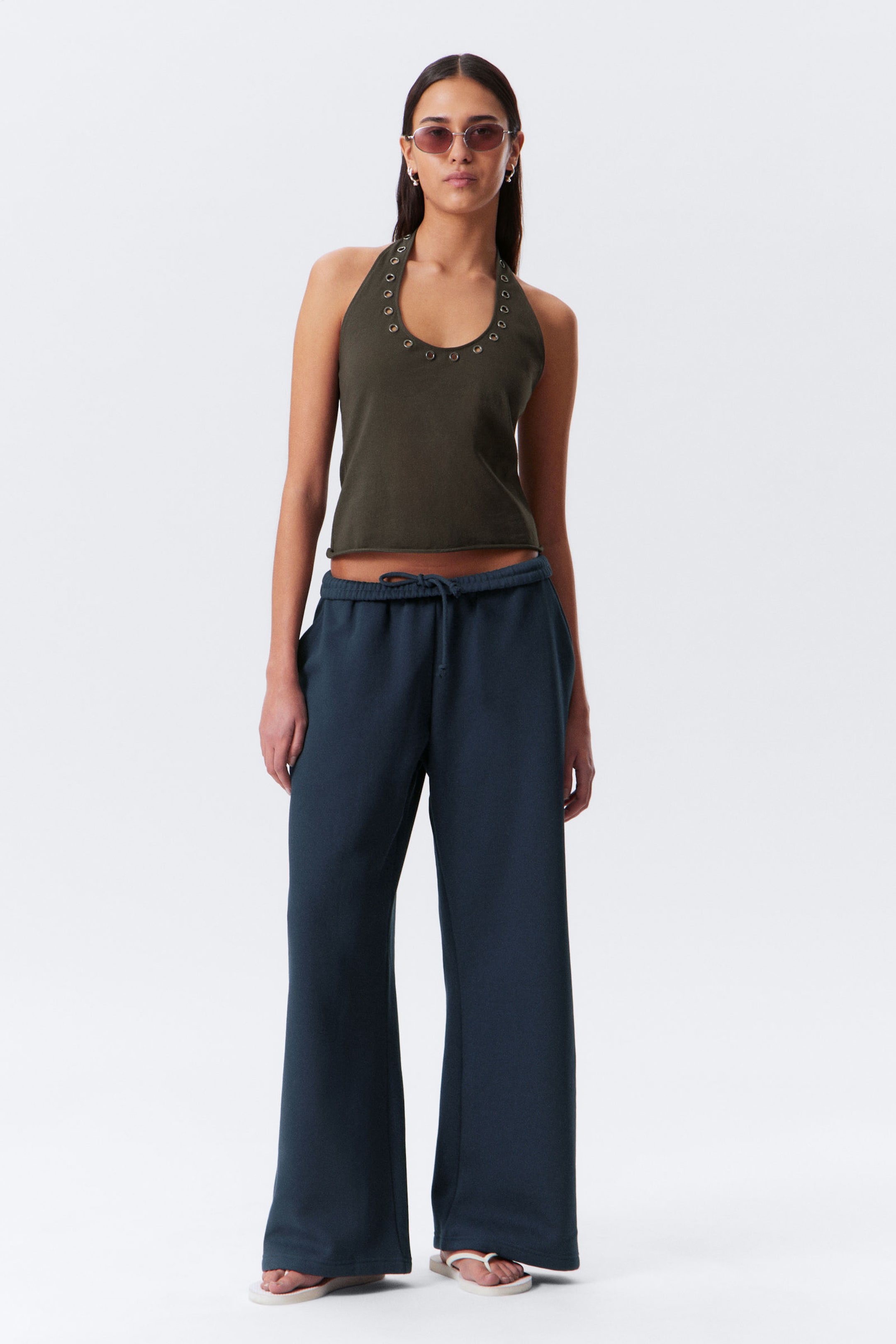 Marineblau - Lange, schwere Sweatpants in lockerer Passform - 1