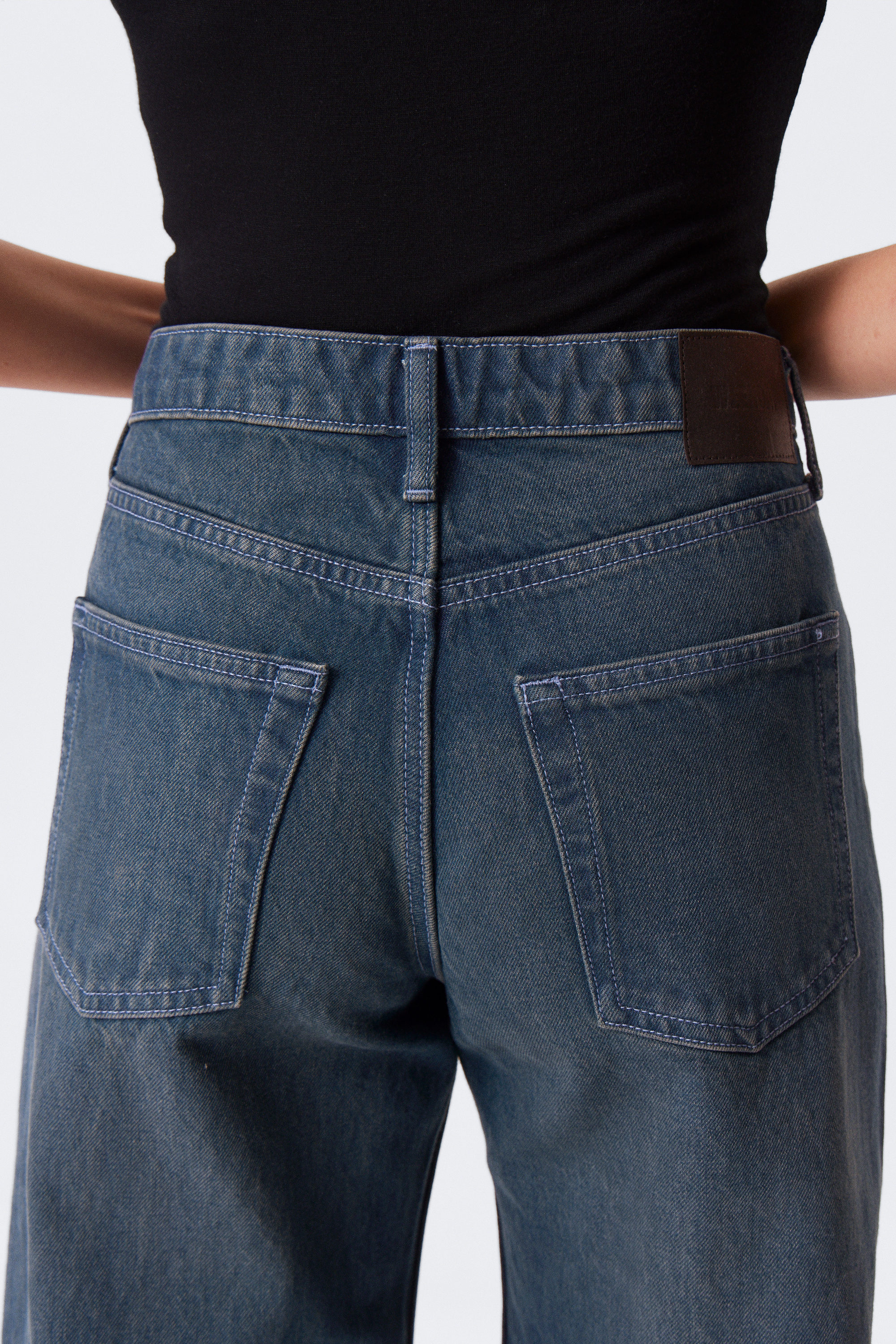 Ajax Blue - Dark Blue - Paz Mid Rise Loose Wide Leg Jeans - 4