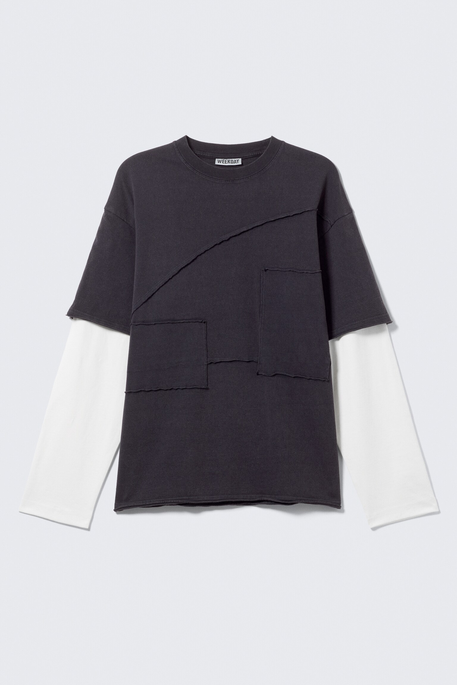 Double Layered Panelled T-Shirt - Black & White