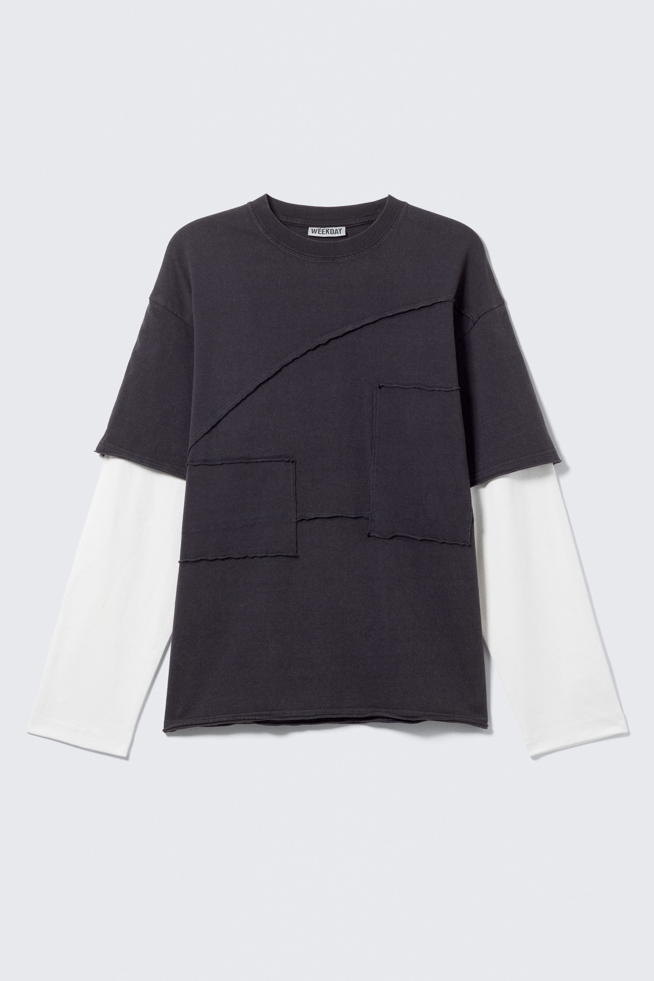 Noir et blanc - T-shirt à panneaux superposés - 6