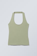 Light Khaki Green - Astrid Halterneck Top - 0