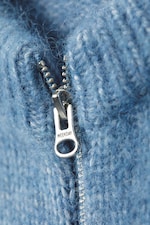 Blau meliert - Gestrickter Zip-Cardigan mit schmaler Passform - 1