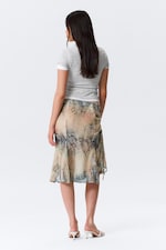 Beige - Snakeskin-patterned - Low Rise Mermaid Midi Skirt - 8