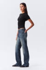 Deep Cyan - Medium Blue - Moon Mid Rise Regular Bootcut Leg Jeans - 2
