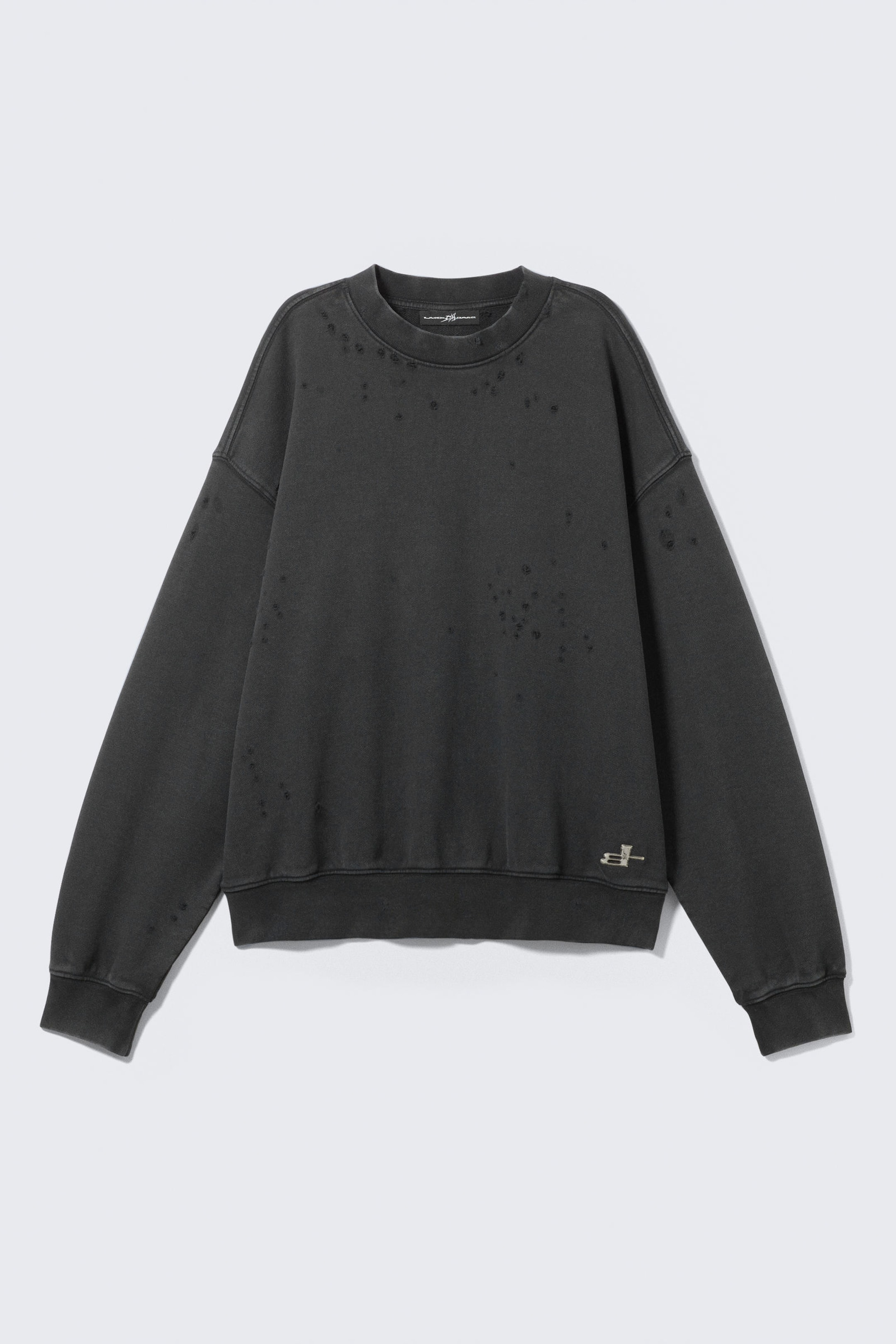 Verwaschenes Schwarz - CM x LB Weites Unisex-Sweatshirt im Used-Look - 7