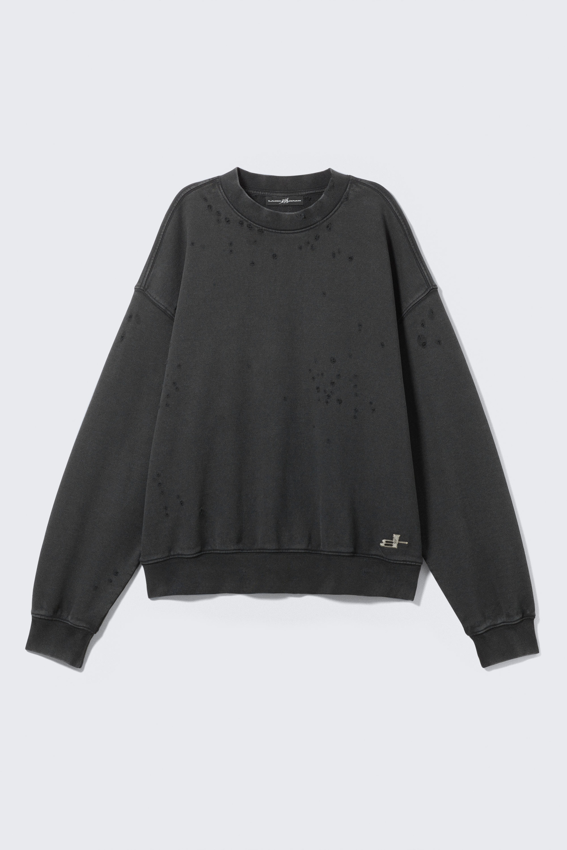 Washed Black – Zwart - CM x LB losvallend distressed uniseks sweater - 1