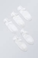 White - 5-pack Cotton Trainer Socks - 0