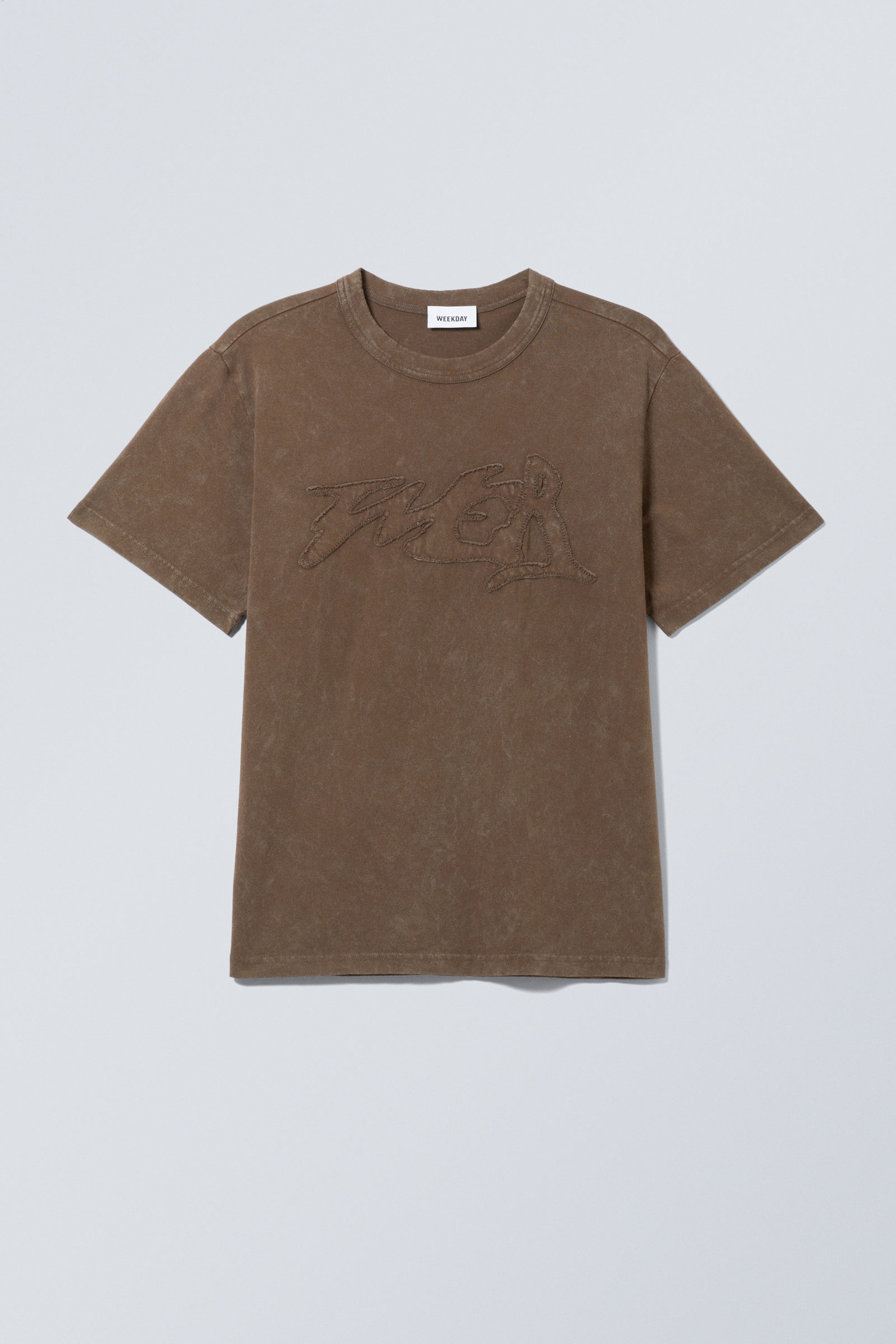 Dark Brown - Boxy Lightweight Graphic T-shirt - 0