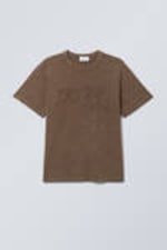 Dark Brown - Boxy Lightweight Graphic T-shirt - 0