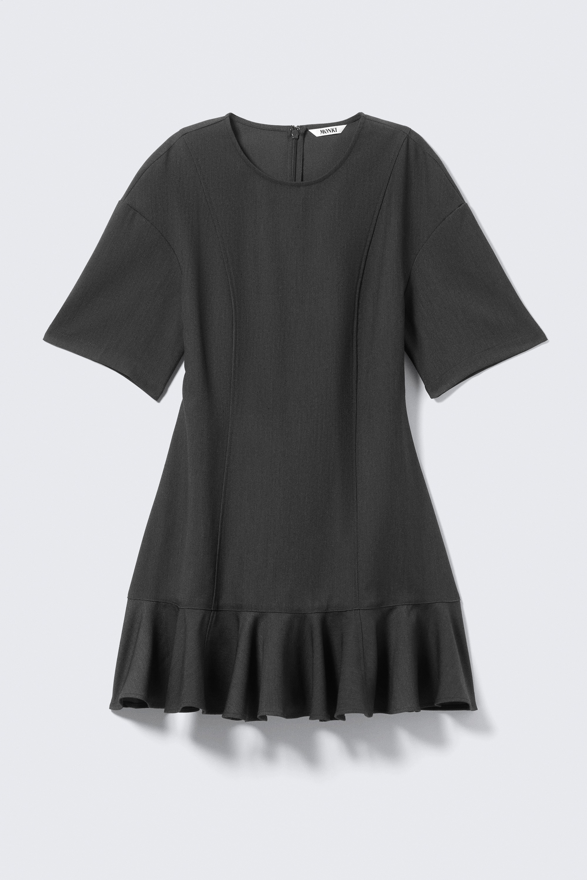 Fit-and-Flare Mini Dress - Dark Grey/Black