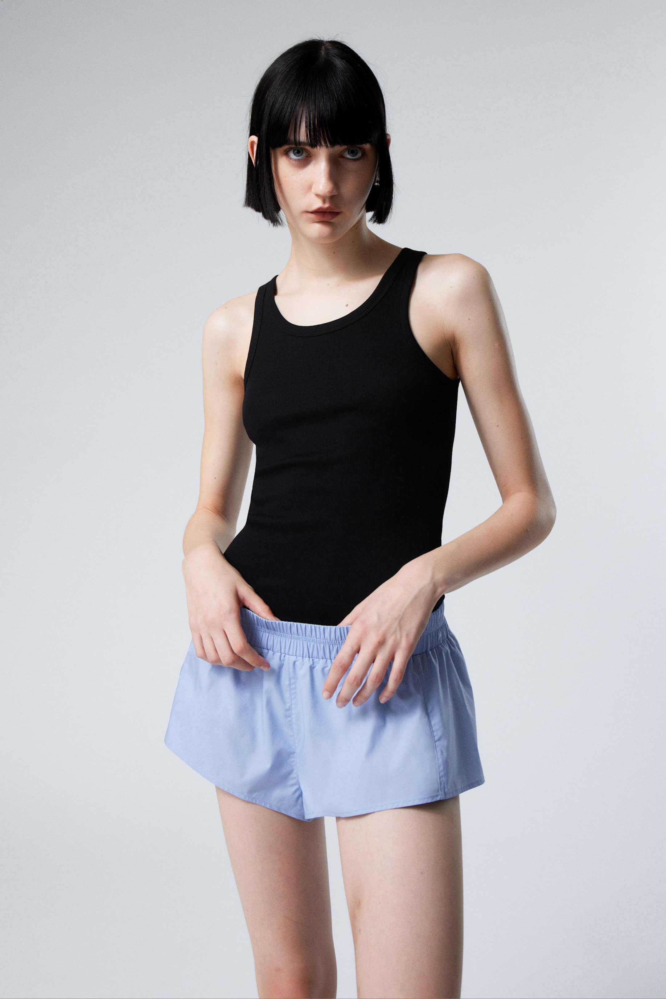 Light Blue - Mini Cotton Shorts - 2