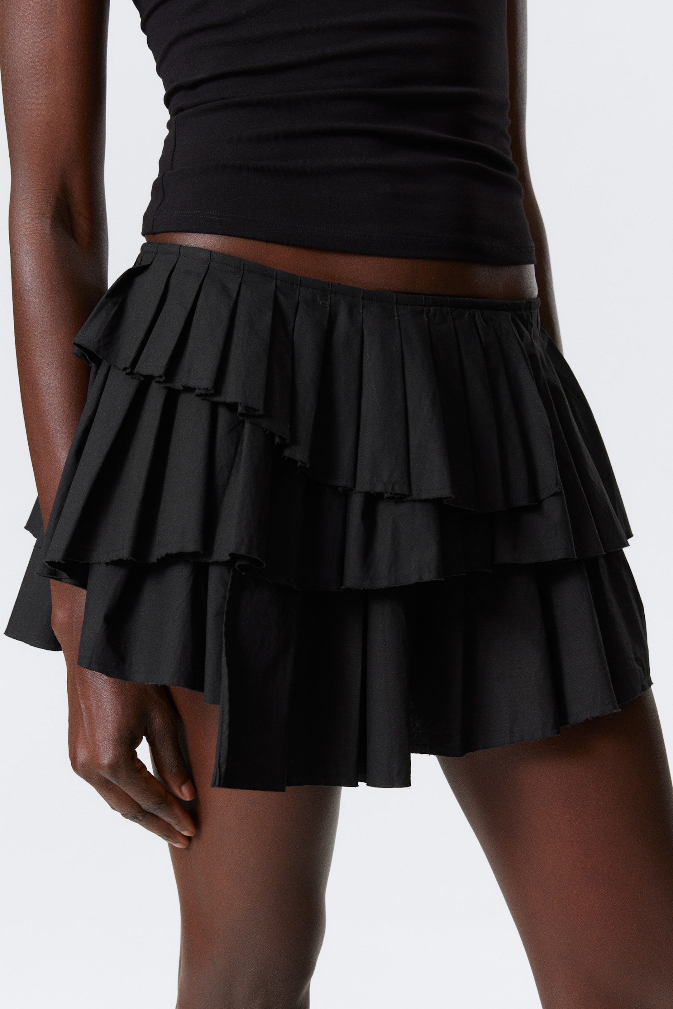 #272627 - Pleated Layered Mini Skirt - 2