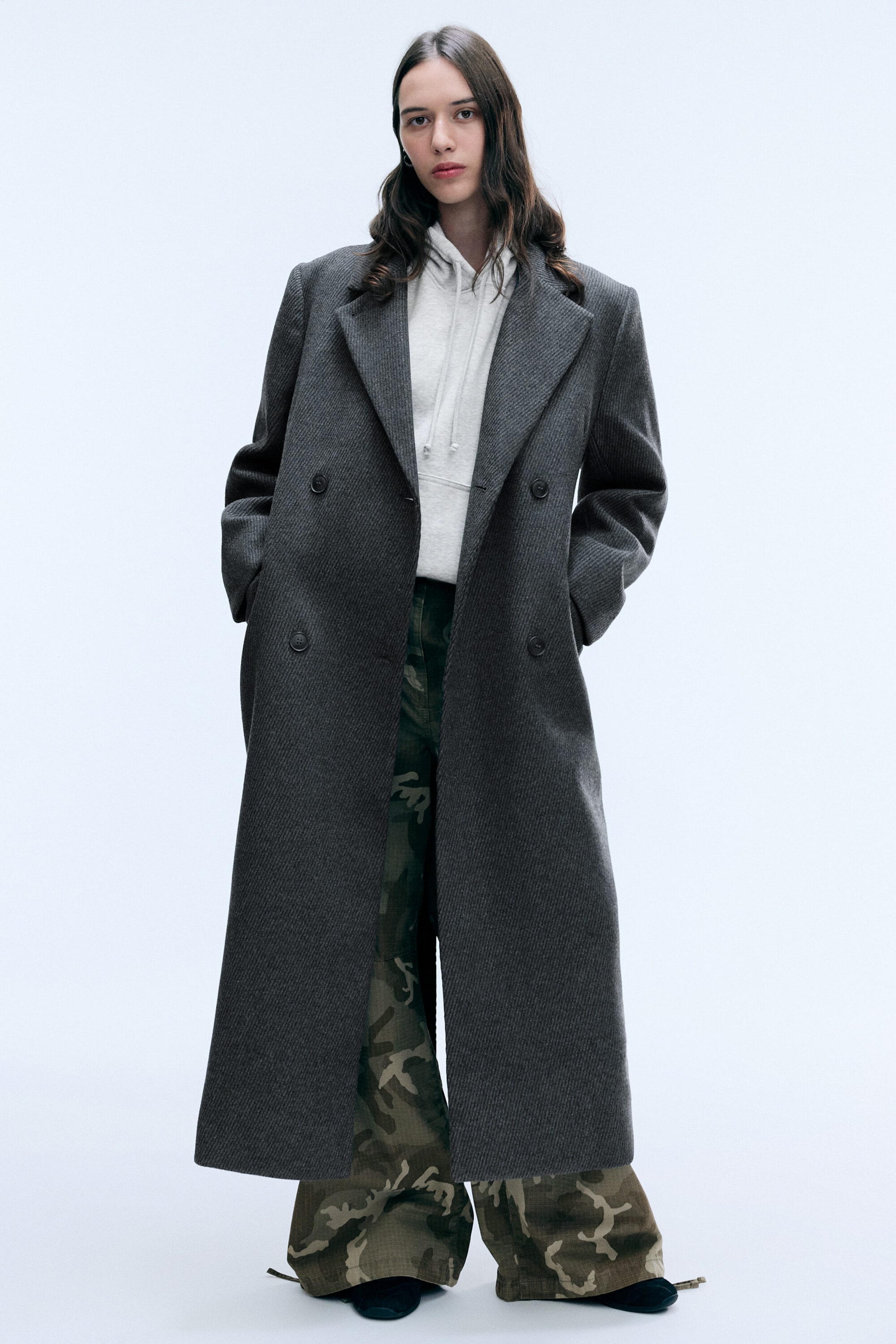 Dark Grey Melange - LOGAN DOUBLE-BREASTED WOOL-BLEND COAT - 2