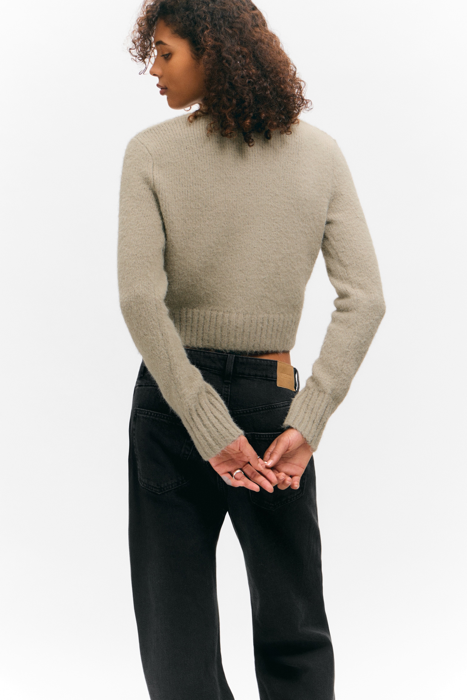 Ribbed V-Neck Cardigan - Dusty Mole/Light Dusty Pink - 5