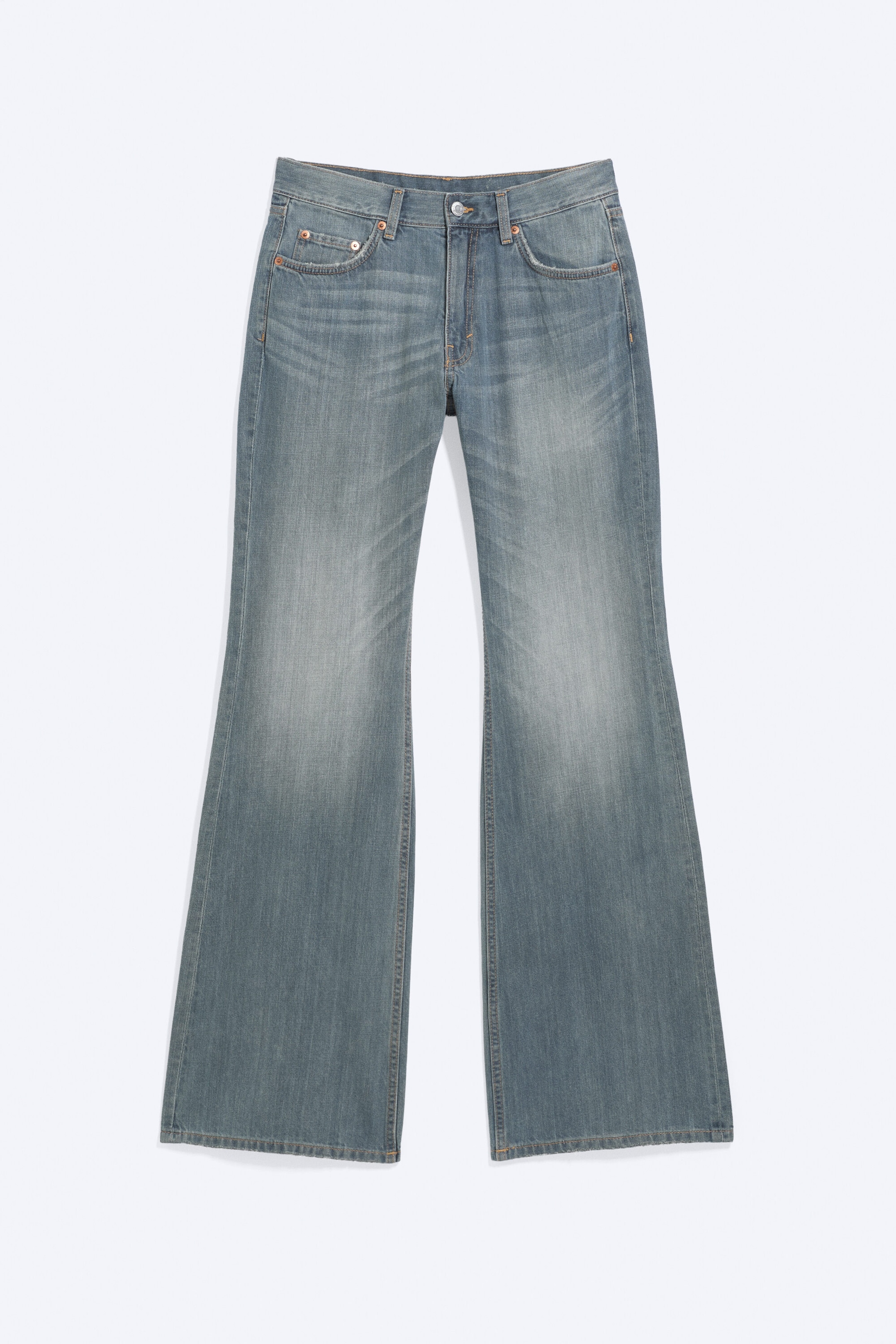 Gloria Blue - Medium Blue - Helix Low Rise Regular Flared Jeans - 5