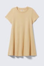 Beige - Short-Sleeved A-line Tee Dress - 3