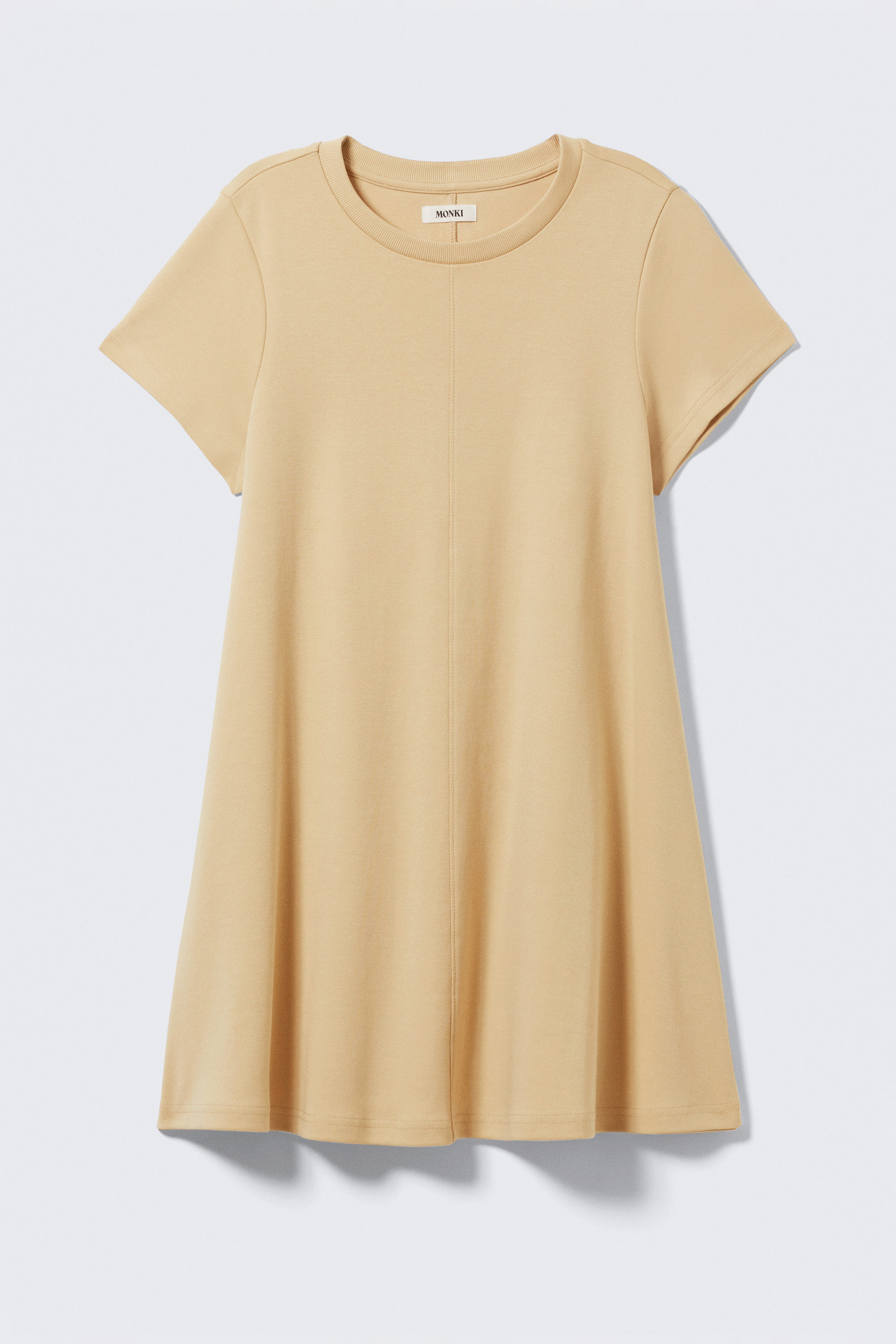 Beige - Kurzärmliges T-Shirt-Kleid in A-Linie - 3