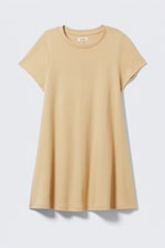 Beige - Short-Sleeved A-line Tee Dress - 0