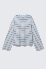 Blå Multirandig - Långärmad bomulls-t-shirt - 3