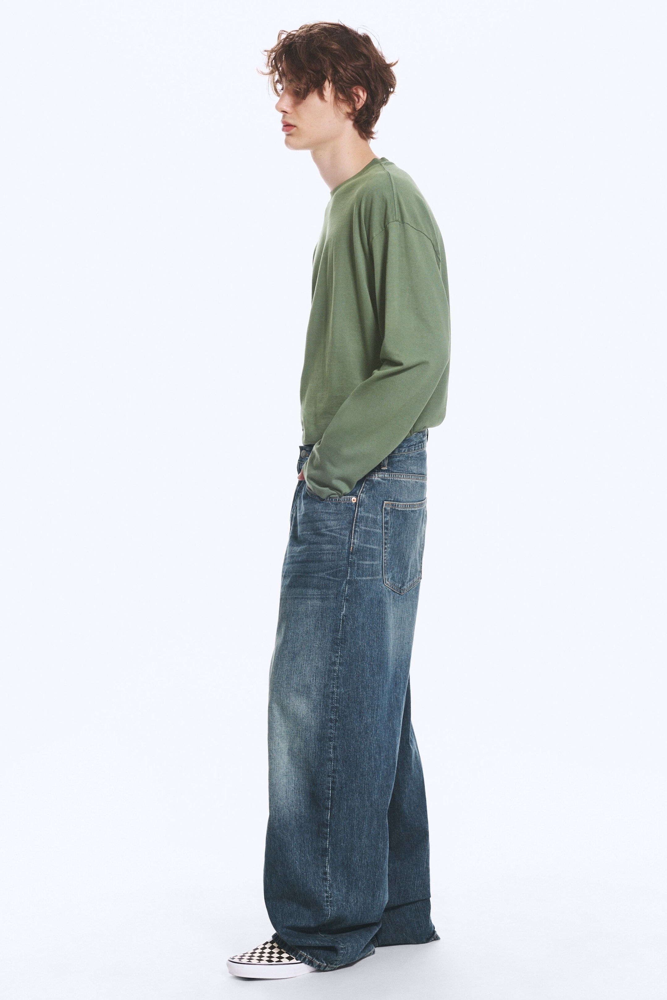 Blue Hymn – middels blå - Astro Mellomhøy Midje Løse Baggy Unisex Jeans - 3