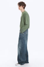 Blue Hymn – middels blå - Astro Mellomhøy Midje Løse Baggy Unisex Jeans - 3