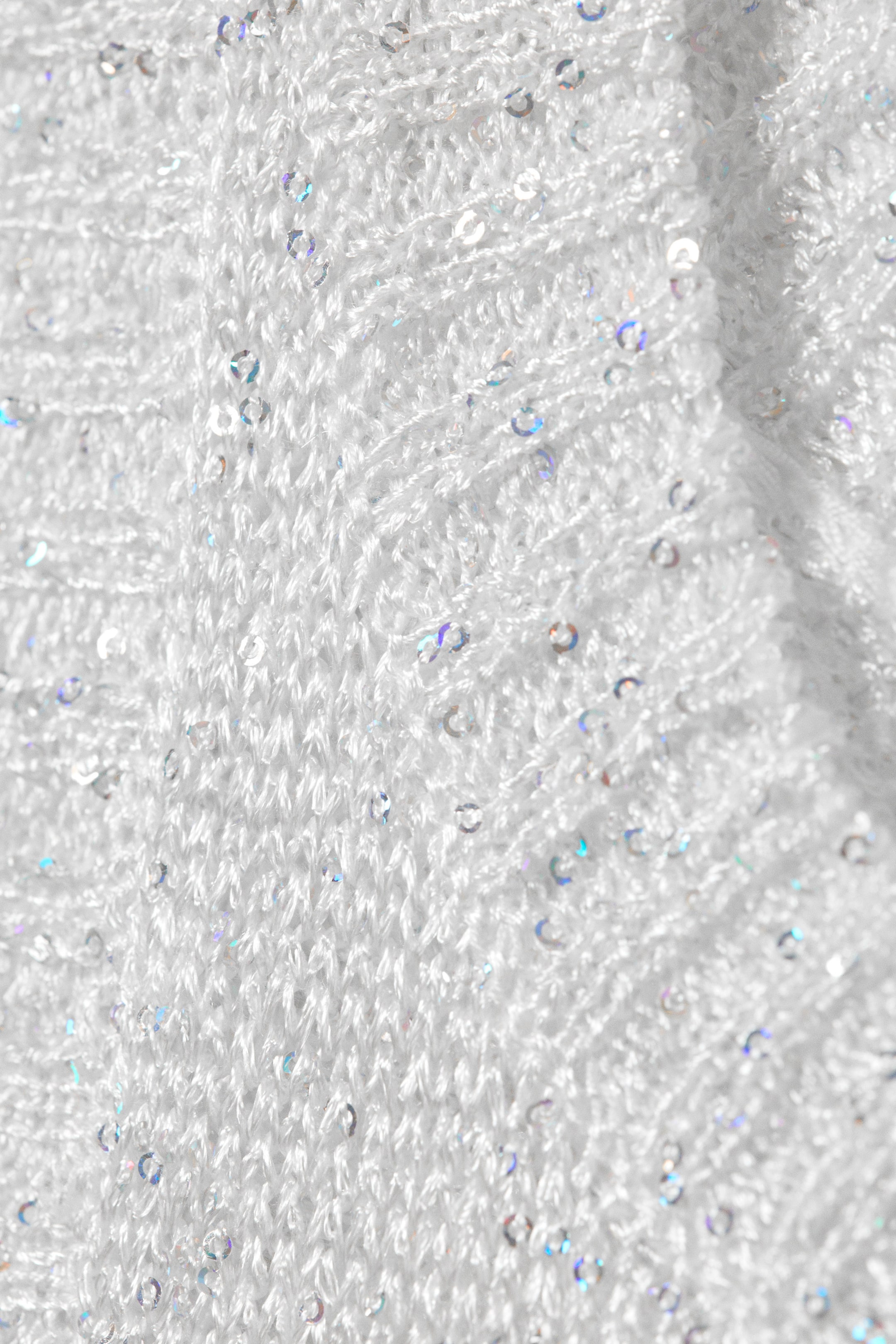 Silberfarben - Transparentes Strick-Minikleid mit Pailletten - 4