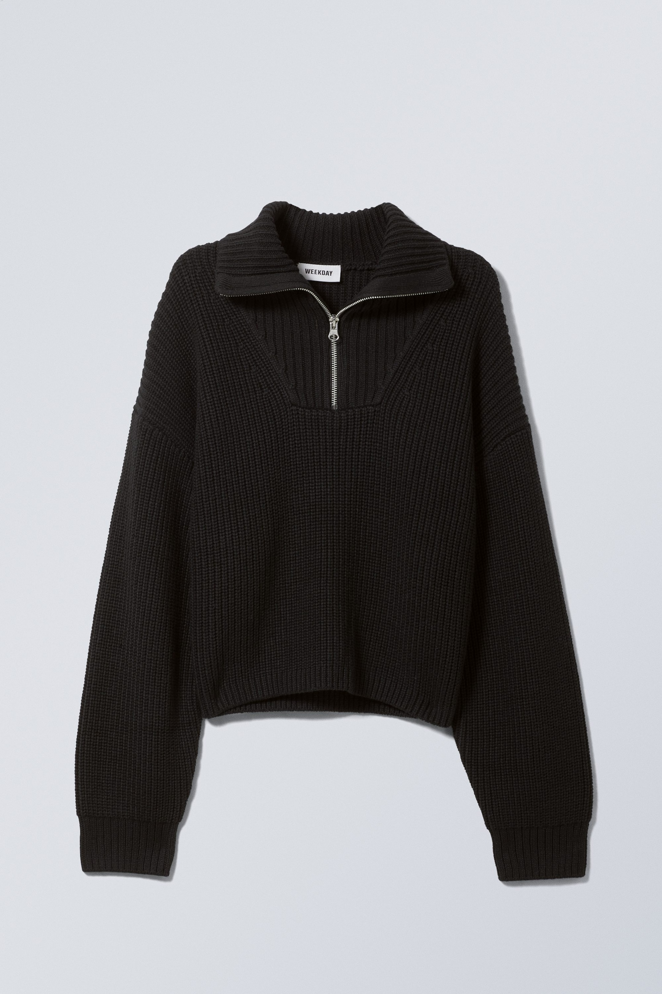 Schwarz - Pullover Sienna mit kurzem Reißverschluss - 0