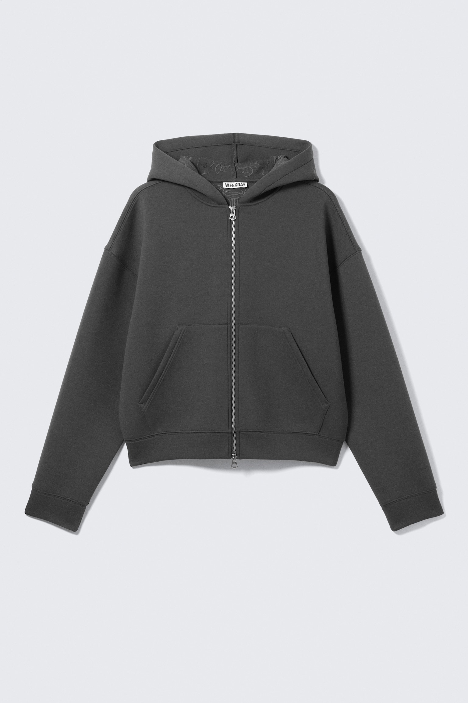 Simon Graphic Scuba Zip Hoodie - Dark Grey - Embroidered - 2