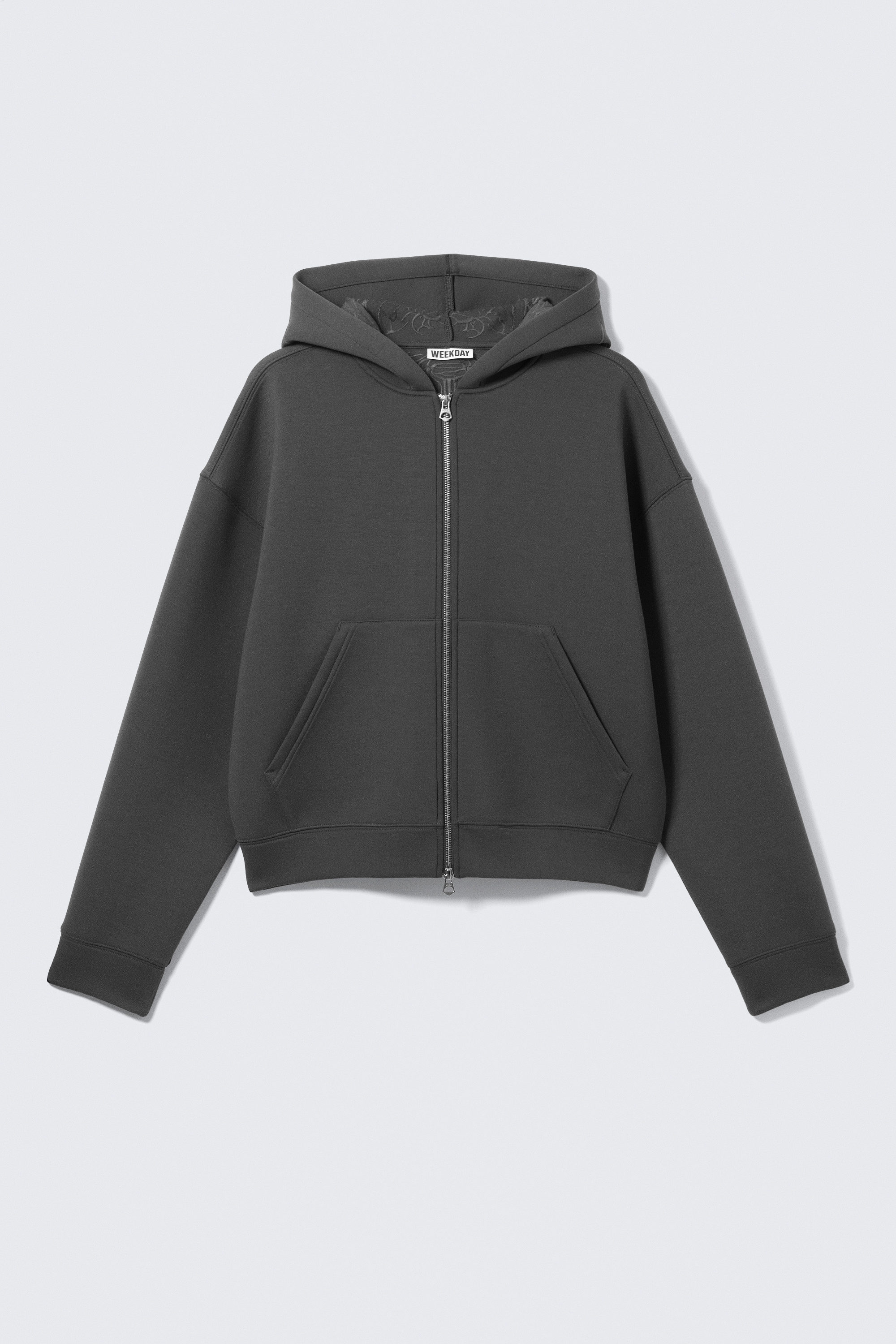 simon graphic scuba zip hoodie - Dark Grey - Embroidered | Weekday WW