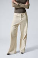 Helles Beige - Baggy-Baumwollhose mit niedrigem Bund - 1