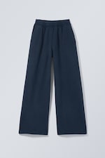 Navy Blue - Loose Long Heavyweight Sweatpants - 0