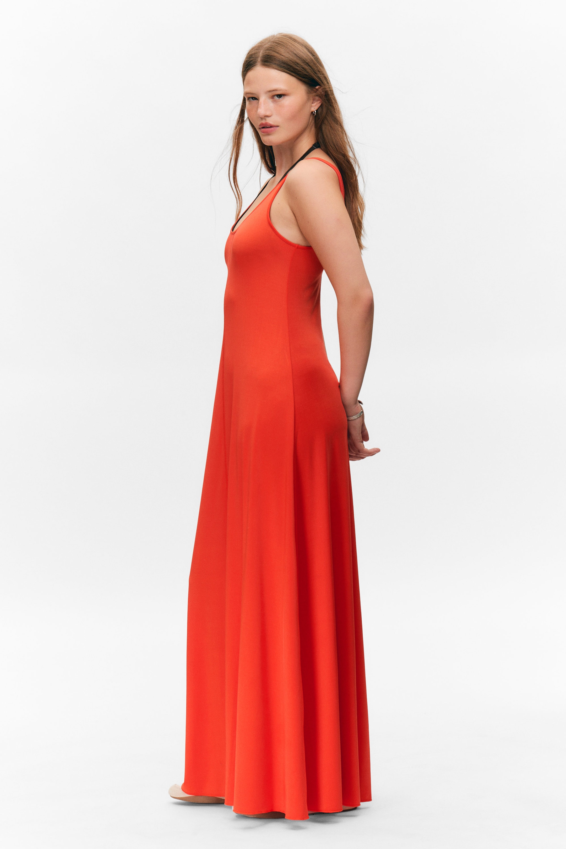 Red - Sleeveless Tank Maxi Dress - 2