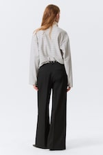 Black - High Waisted Wide Leg Suiting Trousers - 3