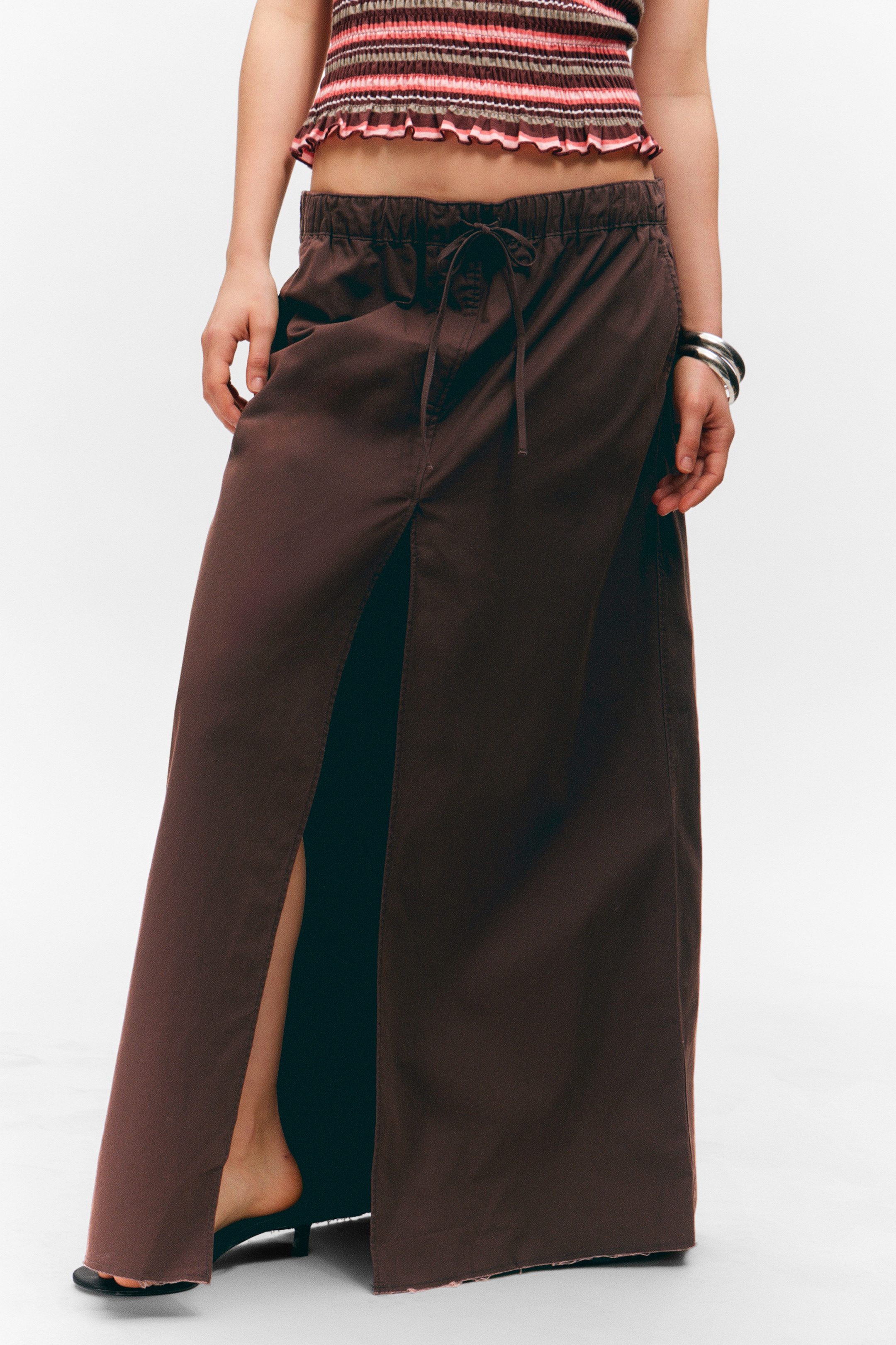 Agrandir l'image: Jupe longue en toile de coton - Marron foncé - FEMME | H&M FR 2