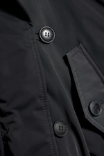 Dunkelgrau - Cropped Bomberjacke mit Kunstfellkapuze - 6