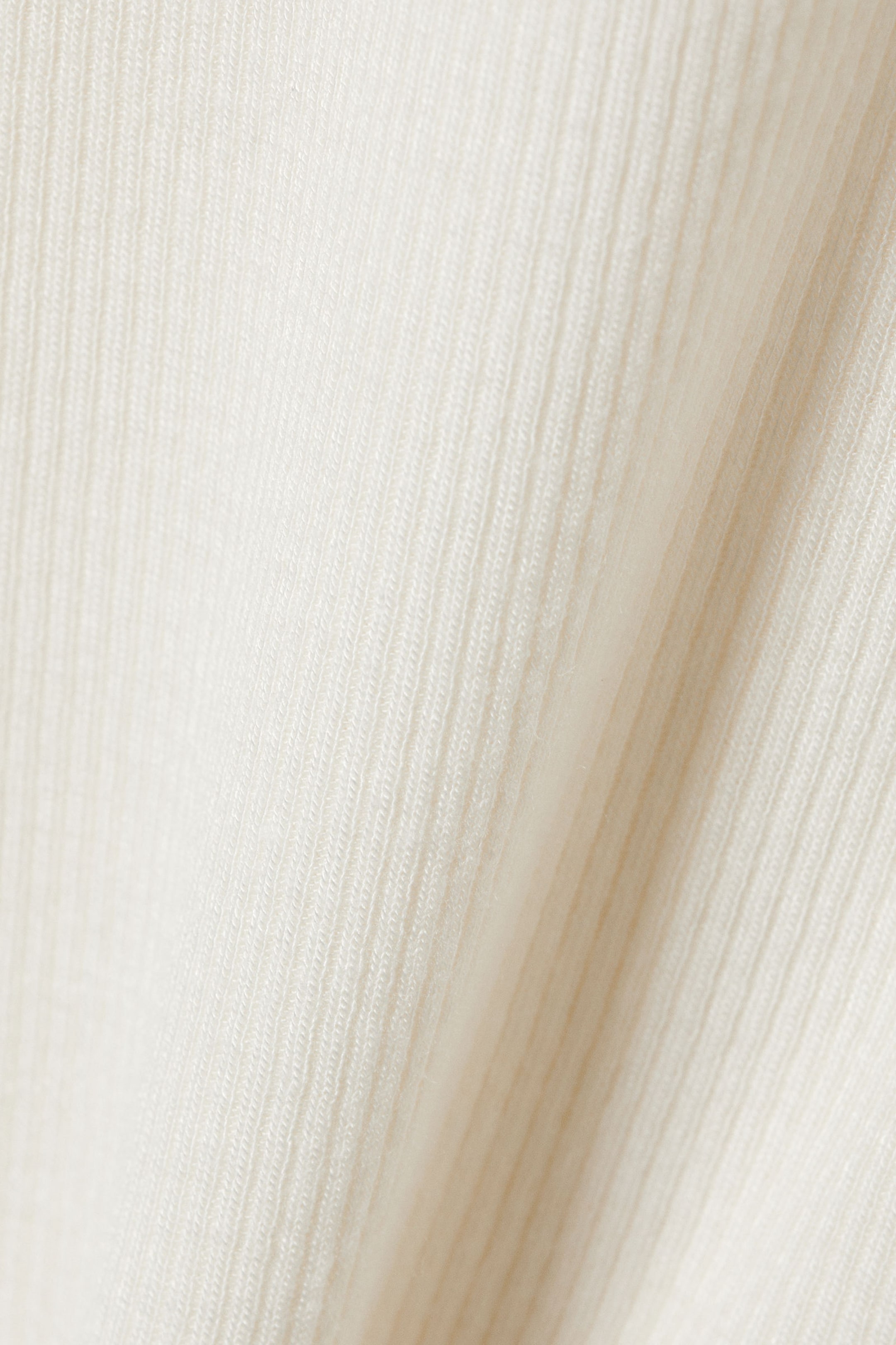 Weiß - Dünnes, geripptes Longsleeve - 1