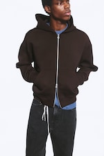 Dark Brown - Simon Scuba Zip Hoodie - 1